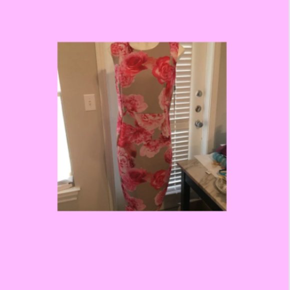 Calvin Klein Scuba Floral Knee Length Dress - Large 40 bust DB1 Brand New - Picture 10 of 11